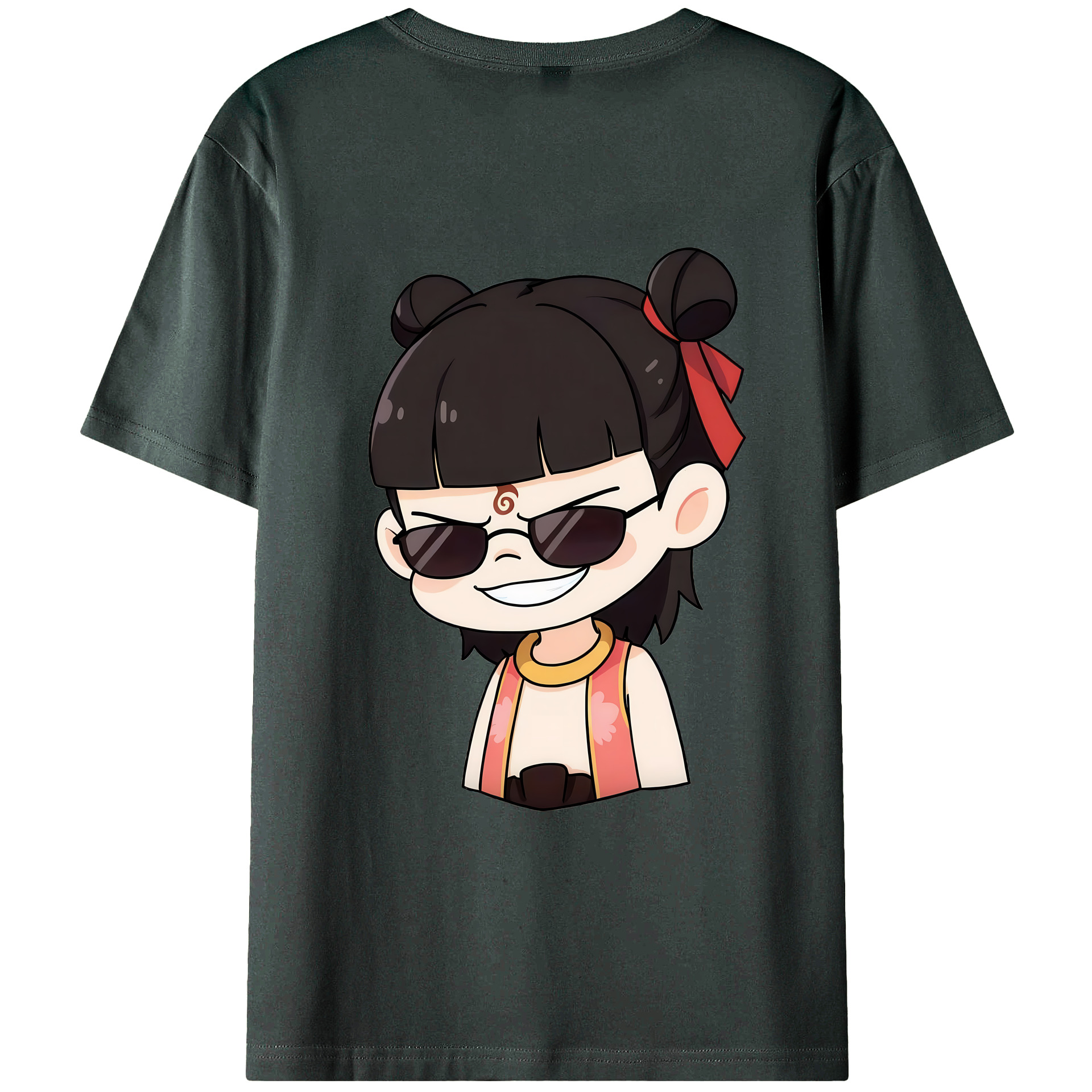 （画像用） Ne Zha 2 ナタ 魔童の大暴れ 綿100％ メンズ半袖Tシャツ（バックプリント） 通気性